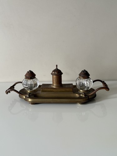 Doppio calamaio ottone e - in,