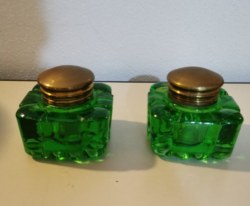 Set calamaio vetro verde - set,