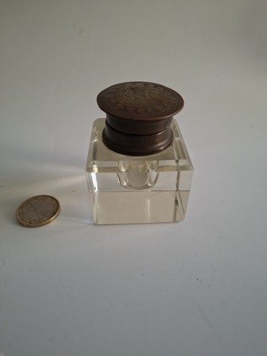 Antico calamaio vetro ottone - antico,