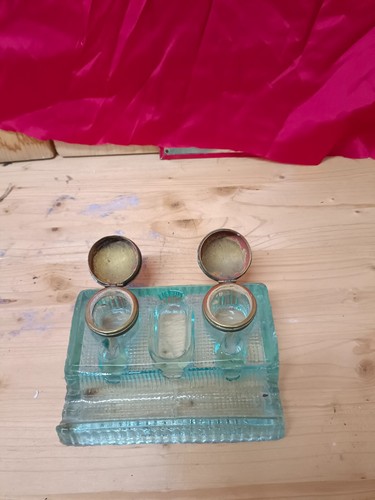 Doppio calamaio vetro - calamaio,